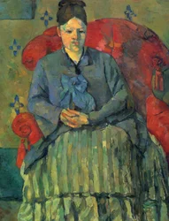 Porträt der Mme Cézanne im roten Lehnstuhl